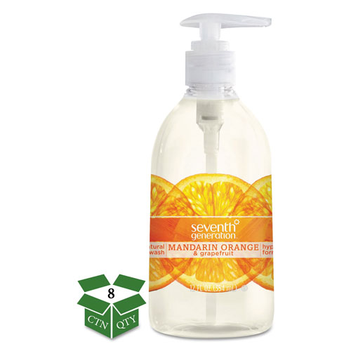 Unilever Seventh Generation Natural Hand Wash | Mandarin Orange and Grapefruit， 12 oz Pump Bottle， 8 Bottles per Case | SEV22925CT