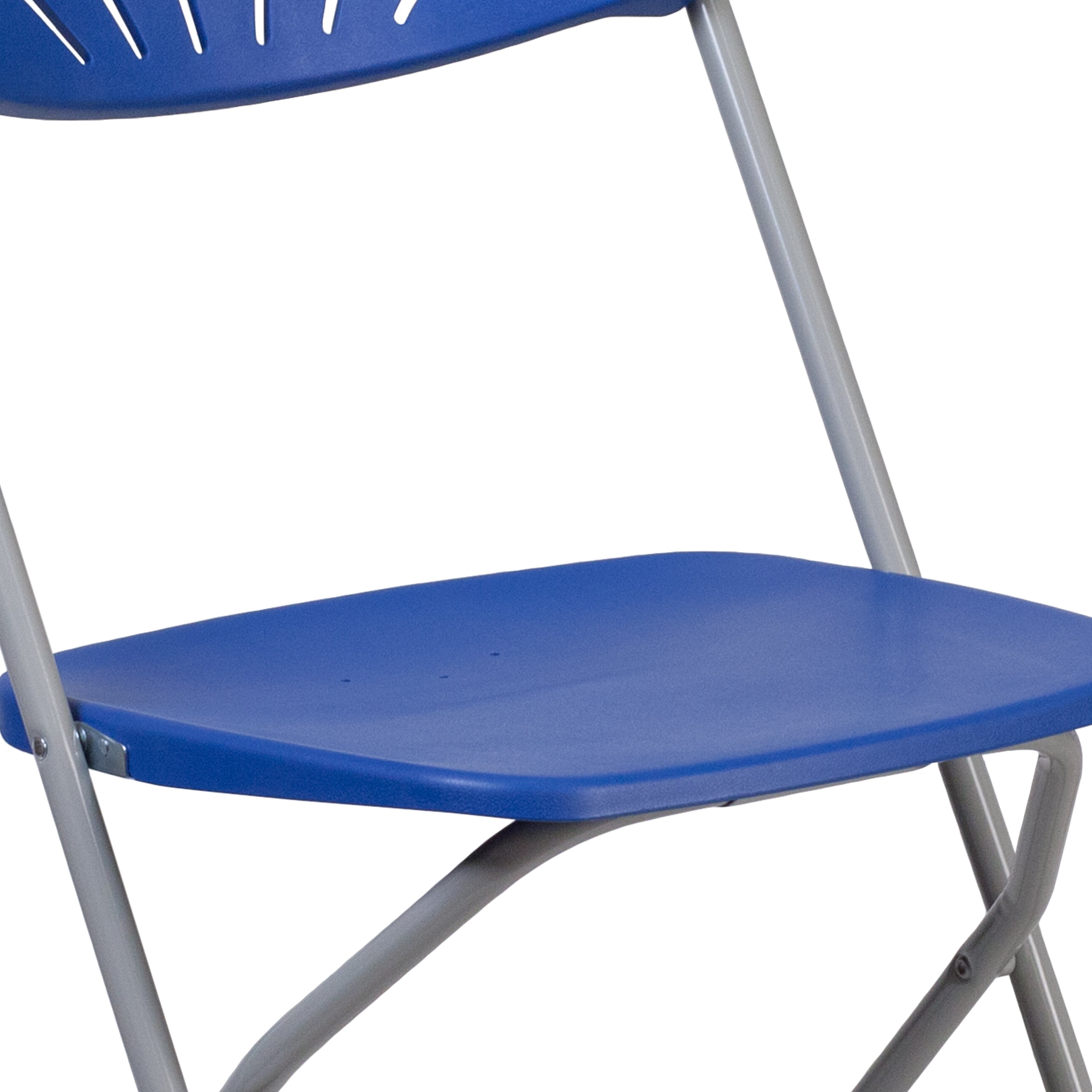 Flash Furniture 2 Pack HERCULES Series 650 lb. Capacity Blue Plastic Fan Back Folding Chair