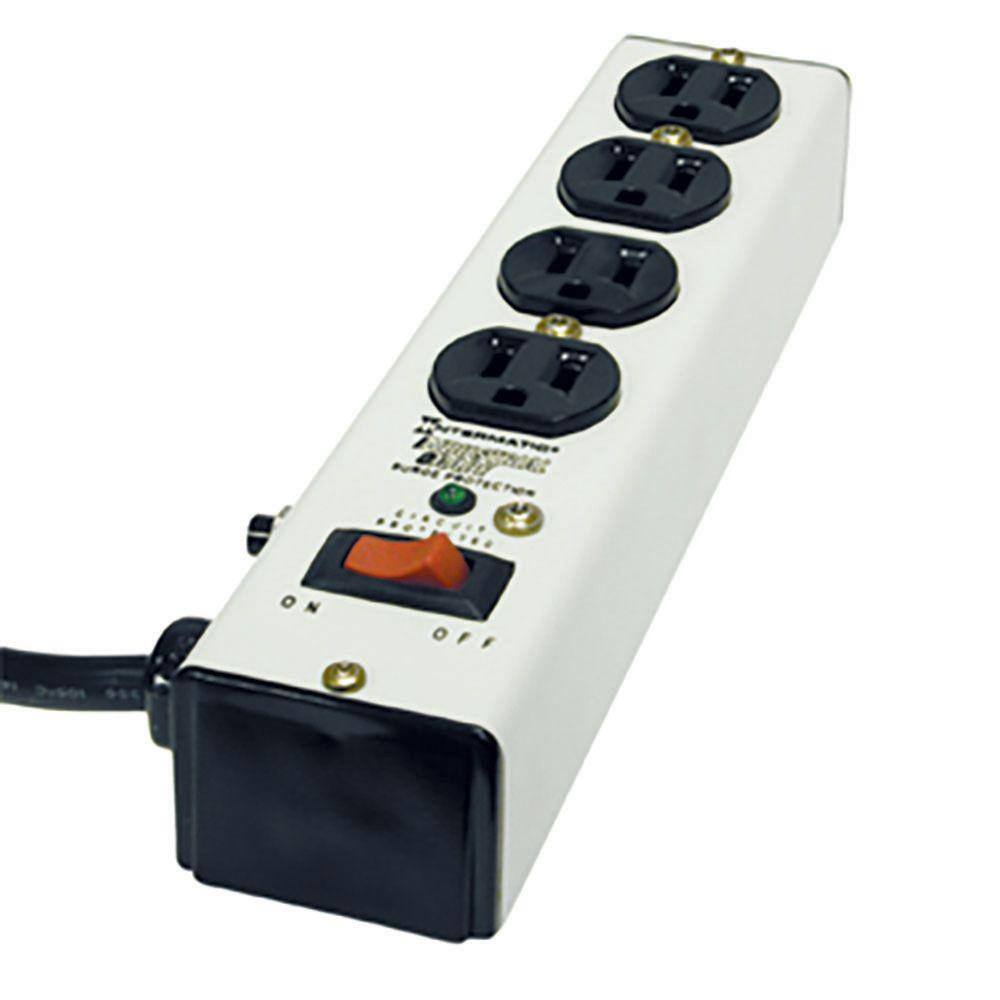 Intermatic 6 ft. 4-Outlet Surge Protector Strip Computer Grade with Lighted OnOff Switch White IG112463