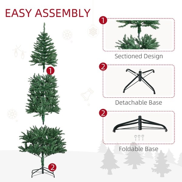 7' Tall Unlit Slim Fir Artificial Christmas Tree with Realistic Branches