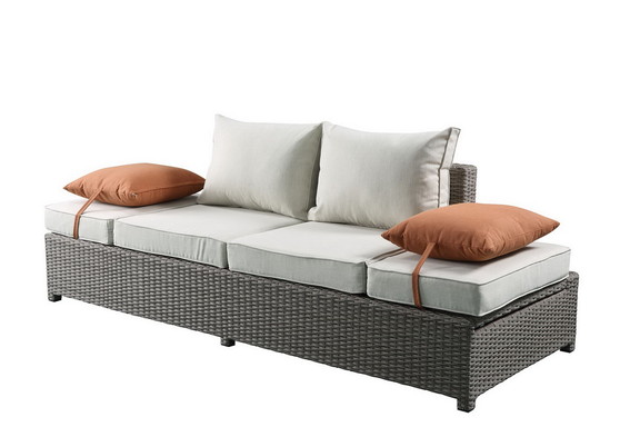 Acme Salena Patio Sectional   2 Ottomans (2 Pillow...