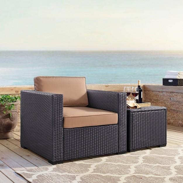 Biscayne Outdoor Wicker Armchair Mocha Crosley