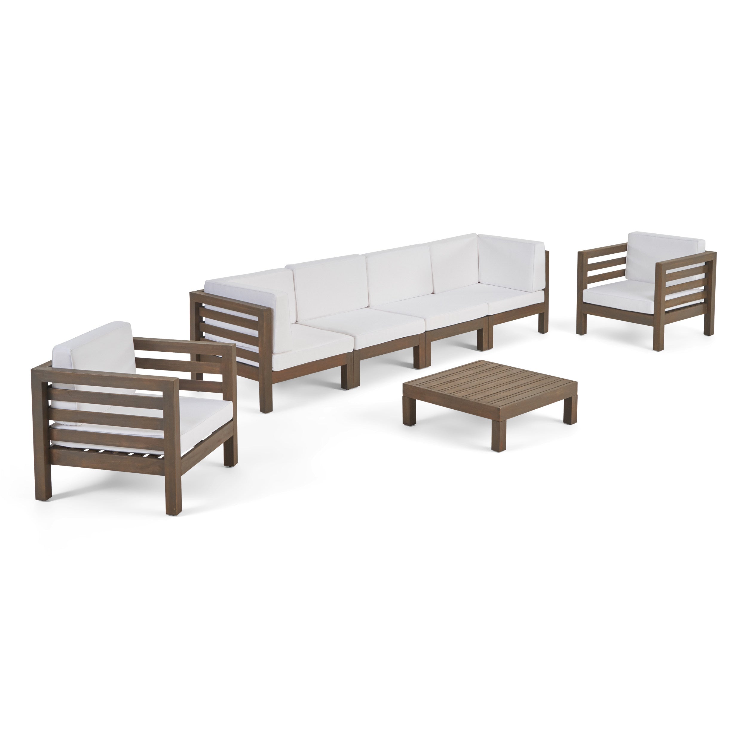 Emma Outdoor 6 Seater Acacia Wood Sofa Chat Set