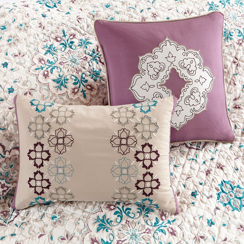 Madison Park Maya 6-Piece Quilt Set with Shams and Throw Pillows