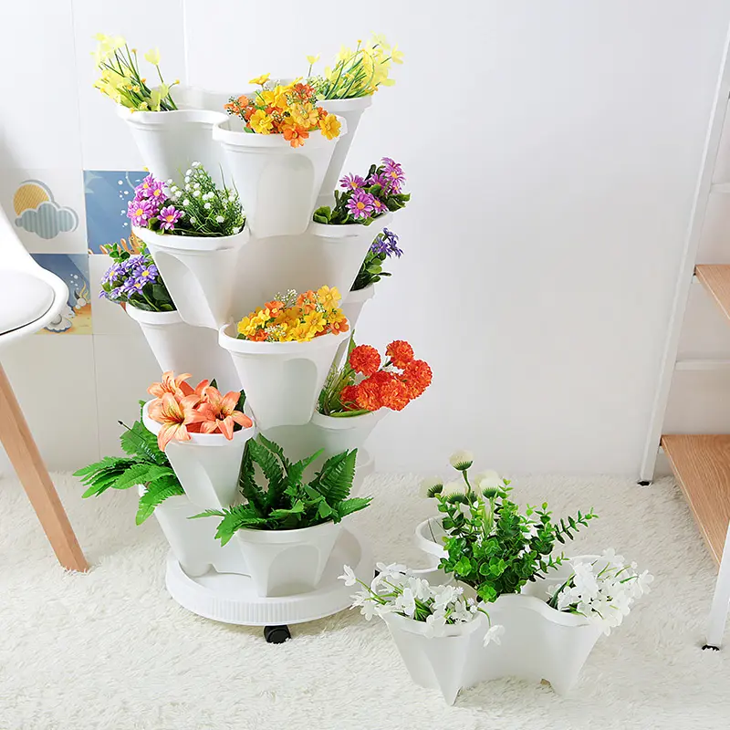 Modern Home Vertical Garden Green Vertical Hydroponic PP Flower Pot Plastic Vertical Planter