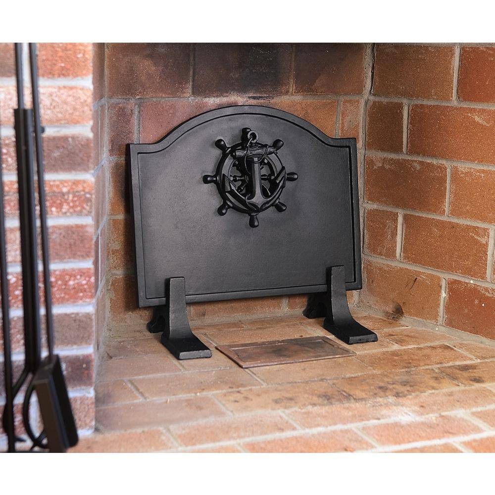 MINUTEMAN INTERNATIONAL 19.5 in. L Black Small Cast Iron Nautical Fireback CFB-18