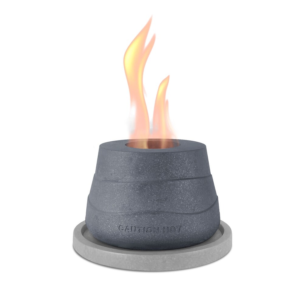 Kante Tulip Portable Concrete Rubbing Alcohol Tabletop Fire Pit with Metal Extinguisher and Gray Base  Ethanol Fireplace