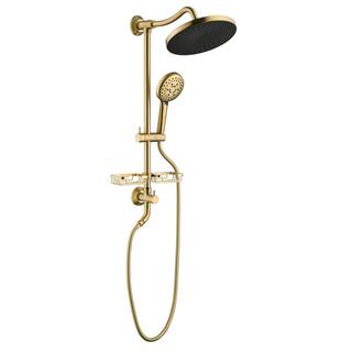 Lukvuzo 4-Spray Multifunction Deluxe Wall Shower System with Adjustable Slide Bar and Soap Dish in Gold HSSA08FS001