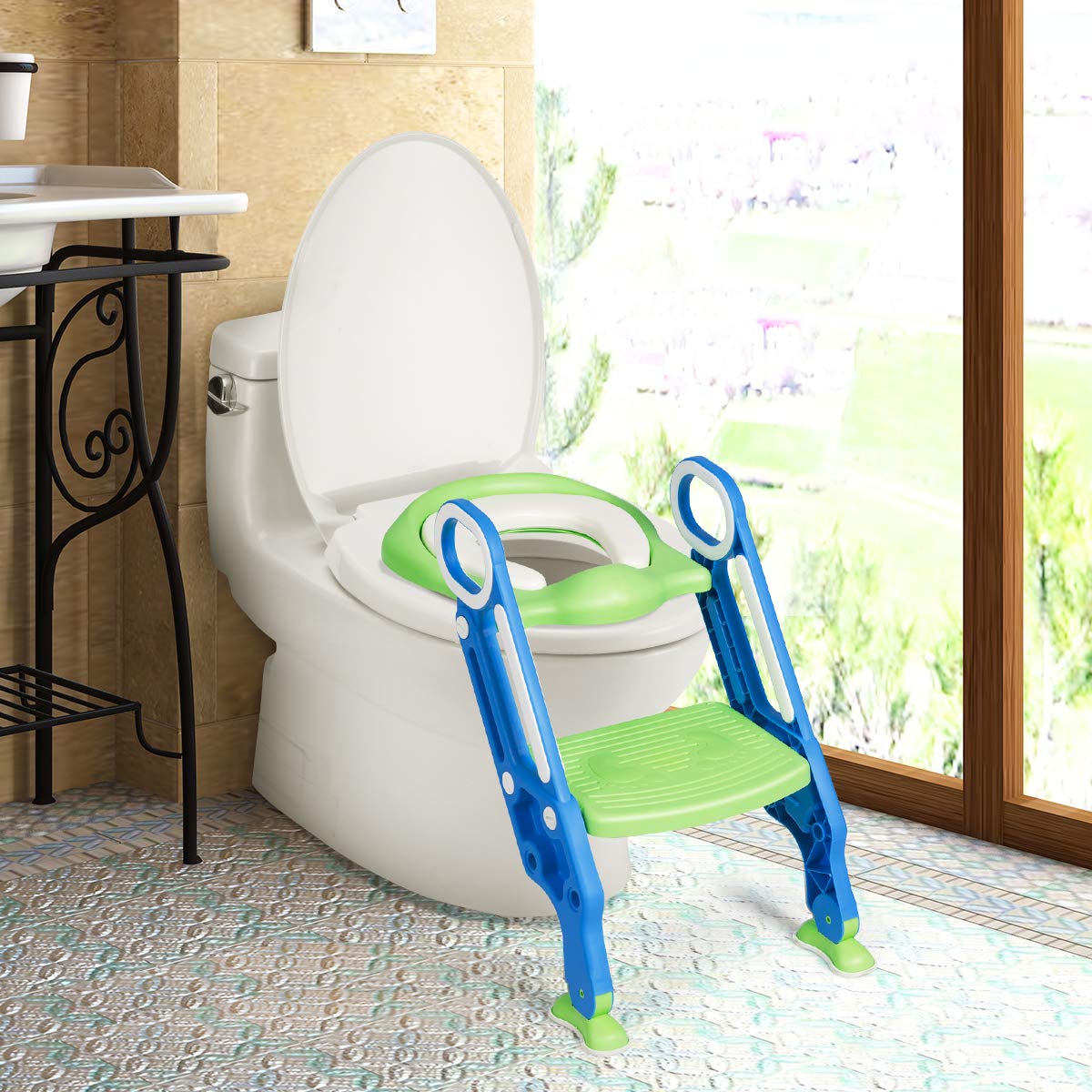 Kids Portable Potty Training Toilet Seat w/Step Stool Ladder