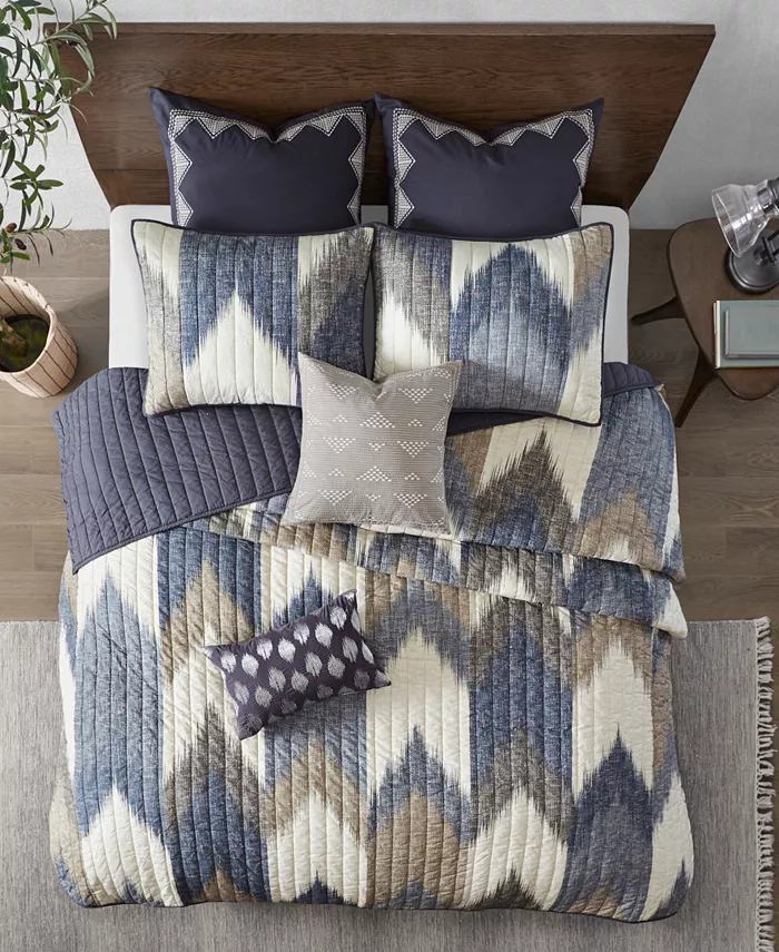 INK+IVY Alpine  Chevron Stripe 3-Pc. Quilt Set， Full Queen