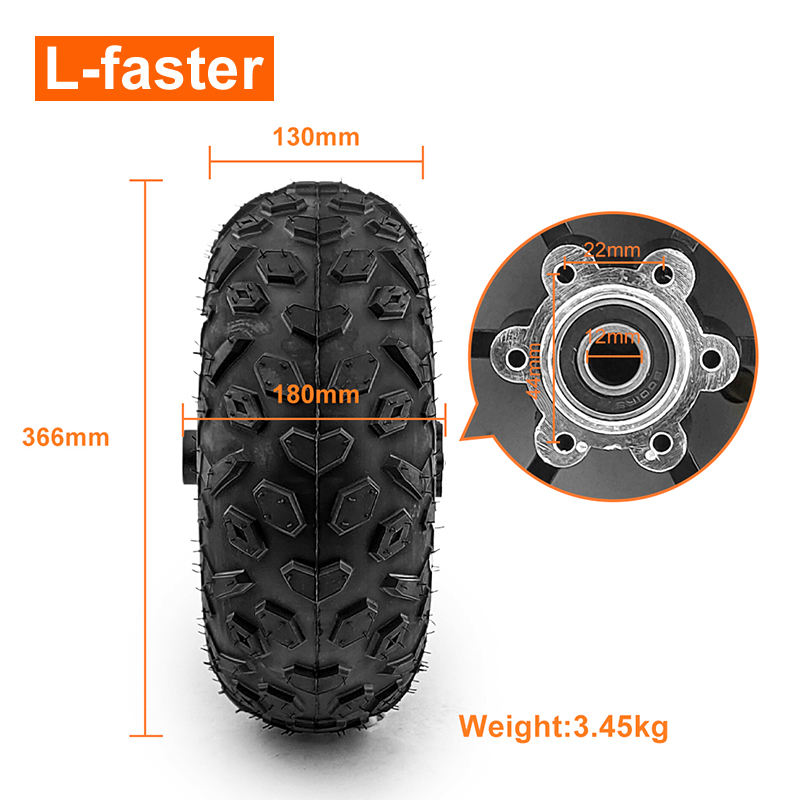 14.5 Inch Air Wheel Black oy Hub 12mm Bearing Diameter Tubeless 145/70 6 Pneumatic Tire For Electric Cart Scooter