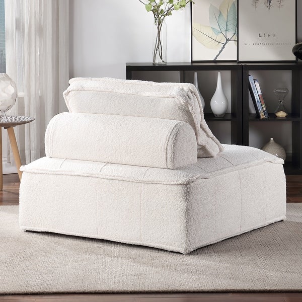 Upholstered Armless Accent Chair Lazy Sofa Seating， Linen