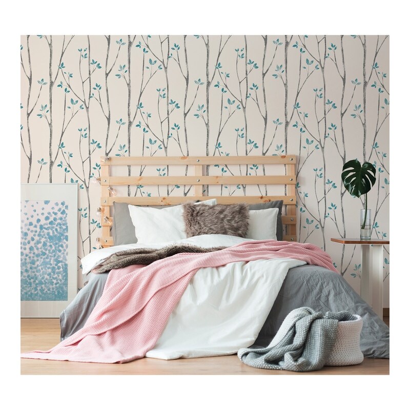 Ingrid Blue Scandi Tree Wallpaper   20.5 x 396 x 0.025