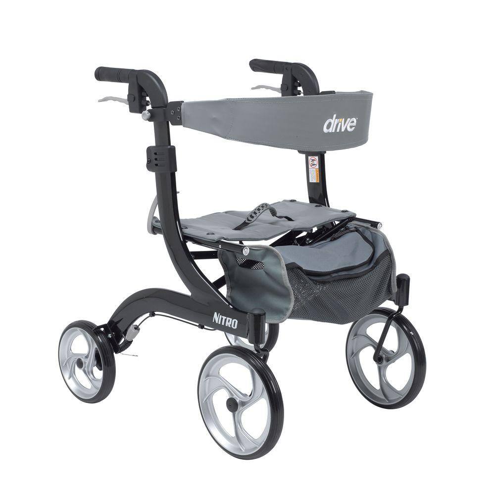 Drive Medical Nitro Euro Style Rollator Rolling Walker Hemi Height Black rtl10266bk-h