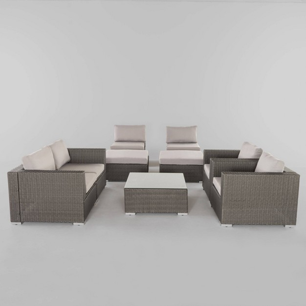 Santa Rosa 9pc Wicker Patio Sectional Sofa Set Gray silver Christopher Knight Home