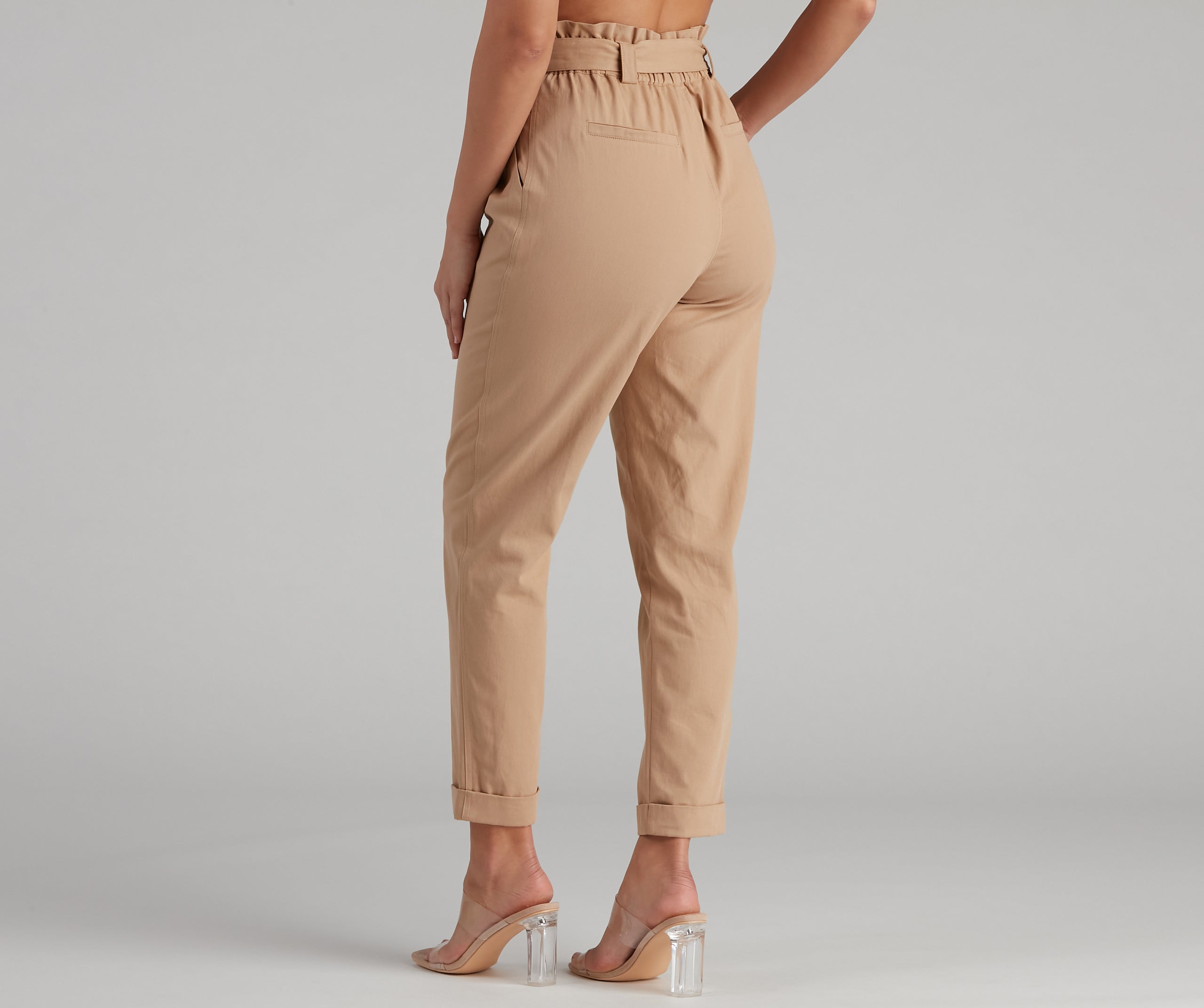 Trendy And Tapered High Waist Paperbag Pants