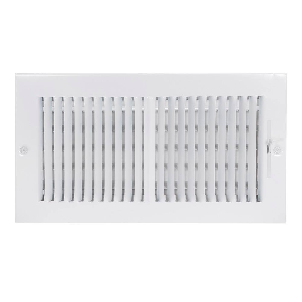 EZ-FLO 12 in. x 6 in. 2-Way Steel WallCeiling Register White 61612