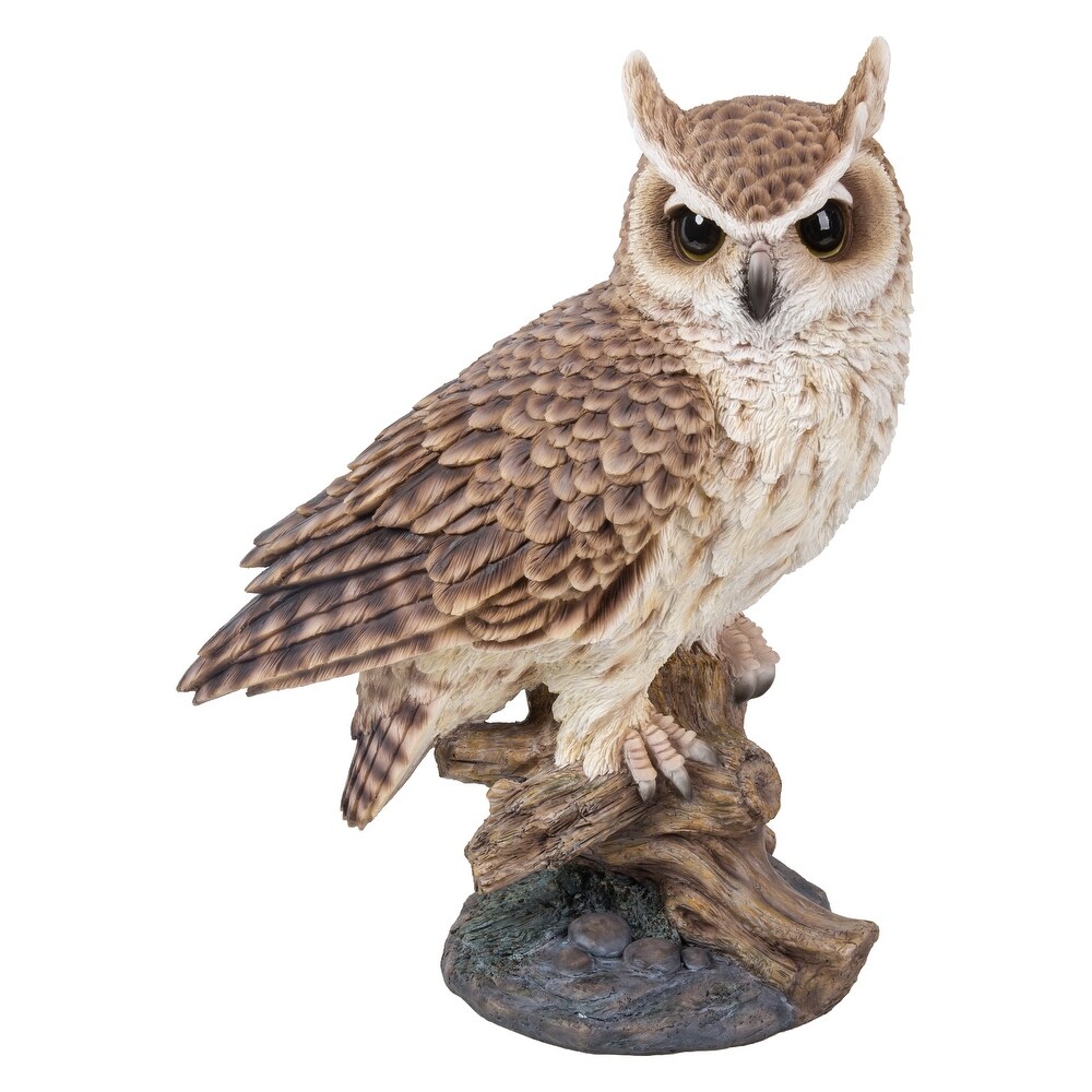 Large Long Eared Owl On Stump Statue