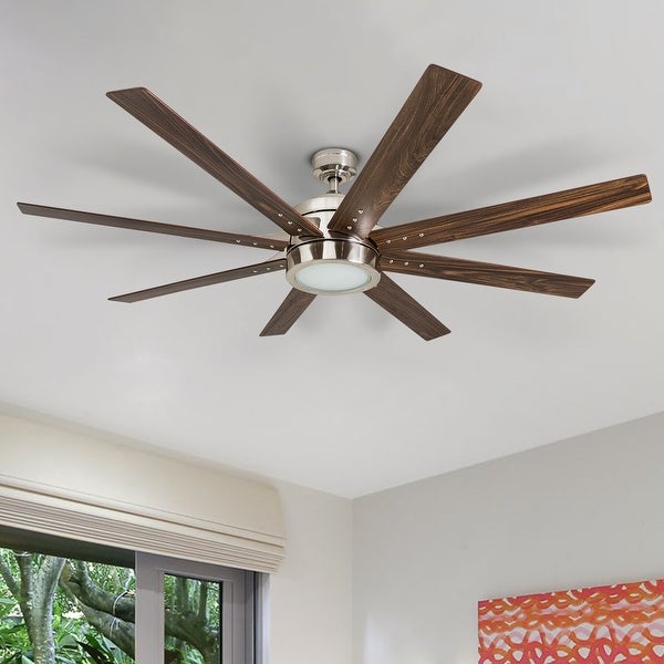 Honeywell Xerxes Brushed Nickel LED Remote Control Ceiling Fan， 8 Blade， Integrated Light - 62-inch Shopping - The Best Deals on Ceiling Fans | 31036785