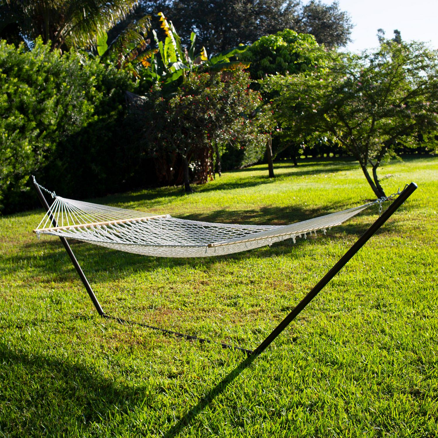 Bliss Hammocks Polyester Rope Hammock w/ Spreader Bars， 80 L x 60 W