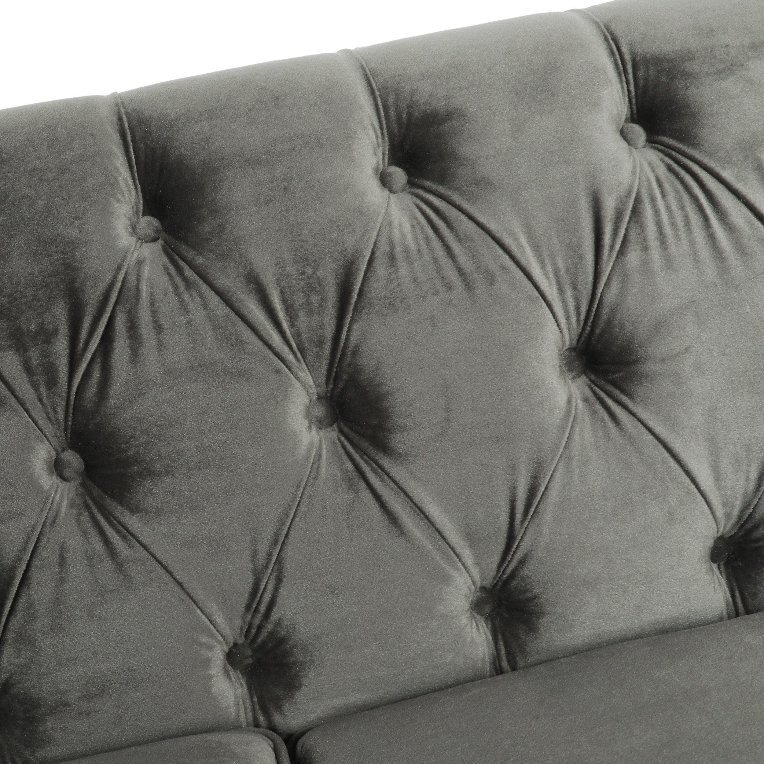 Jameer Modern Glam Tufted Velvet 3 Seater Sofa