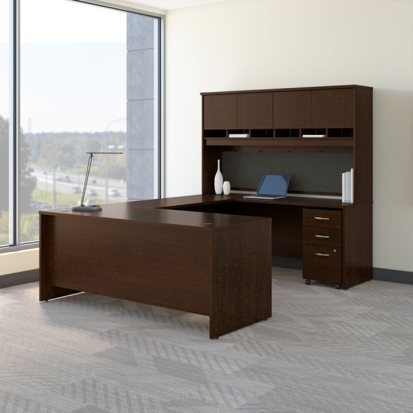 Bush Business Furniture Series C 72W Left Handed Corner Desk in Mocha Cherry