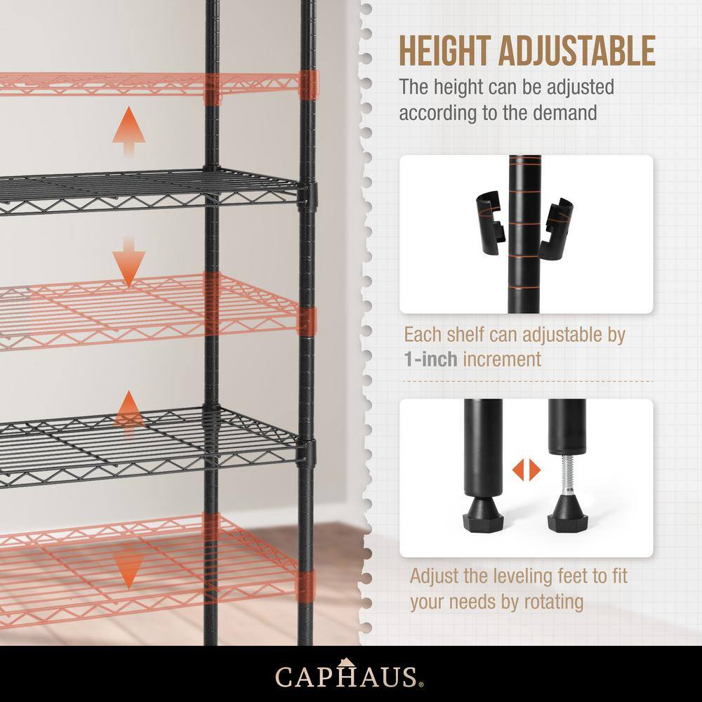 CAPHAUS Grey 5-Tier Adjustable Height Welded Steel Garage Storage Shelving Unit with Liner (30 in. W x 59 in. H x 14 in. D) RWW-CH30145L-SV