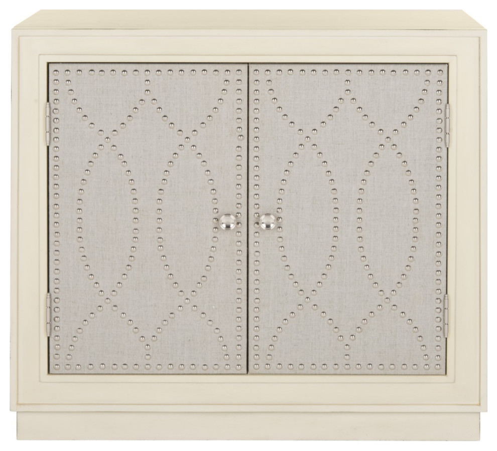 Nan 2 Door Chest Antique Beige/ Nickel Mirror   Modern   Accent Chests And Cabinets   by Virgil Stanis Design  Houzz