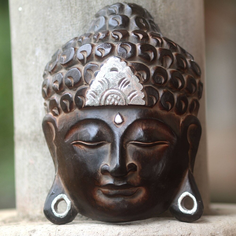 Novica Handmade Silver Buddha Serenity Wood Wall Sculpture   9.5\