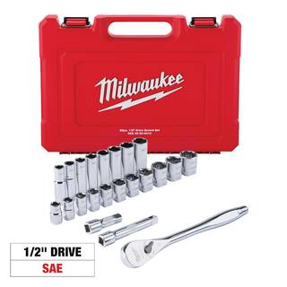 MW 12 in. Drive SAE Ratchet and Socket Mechanics Tool Set (22-Piece) 48-22-9410