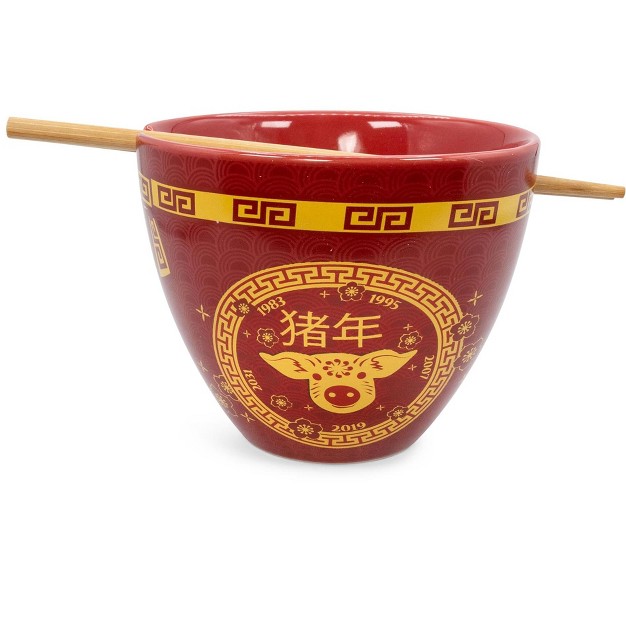 Boom Trenz Year Of The Pig Zodiac 16 ounce Ramen Bowl And Chopstick Set