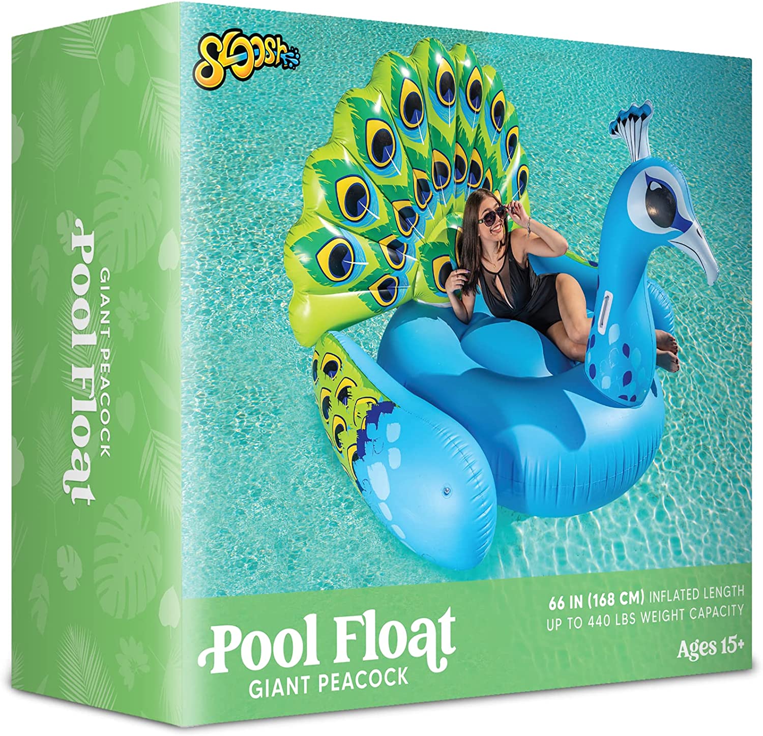 JOYIN Inflatable Peacock Pool Float， Fun Beach Floaties， Swim Party Toys， Pool Island， Summer Pool Raft Lounge for Adults and Kids