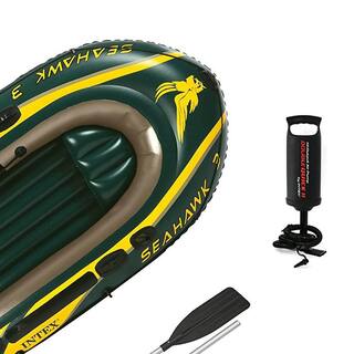 Intex Seahawk 3-Person Inflatable Boat Set with Aluminum Oars and Pump 68380EP