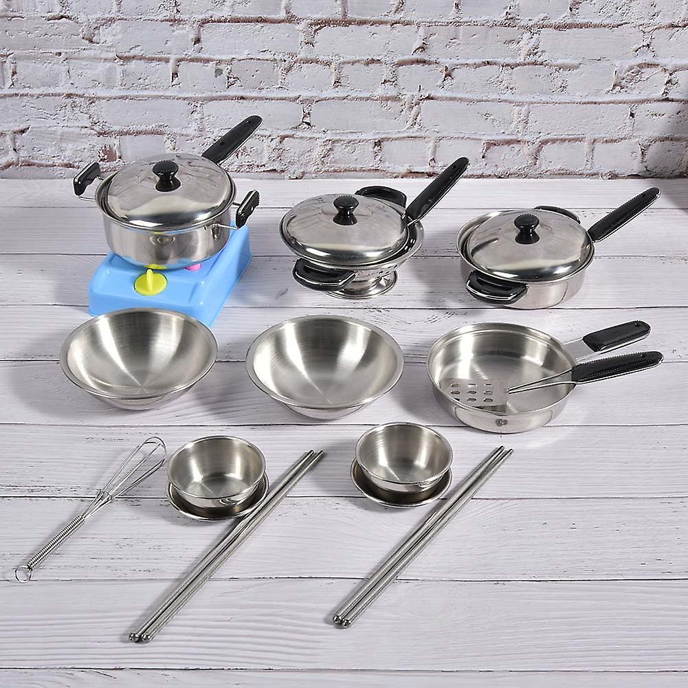 Kitchen Utensils Toy Mini Simulation Children Stainless Steel Kitchen Cooking Pretend Play Toys