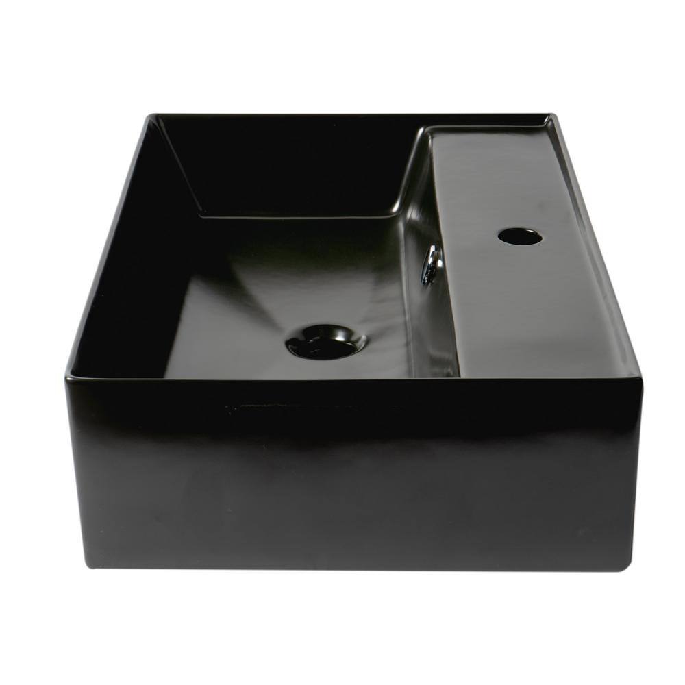 ALFI BRAND 23.38 in. Above Mount Porcelain Rectangular Vessel Sink in Black Matte ABC901-BM