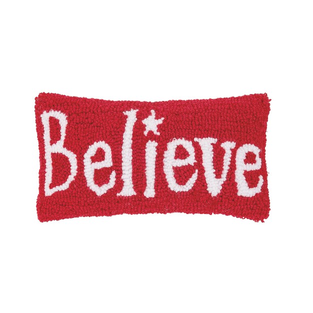 X 12 quot Believe Hooked Petite Christmas Holiday Pillow