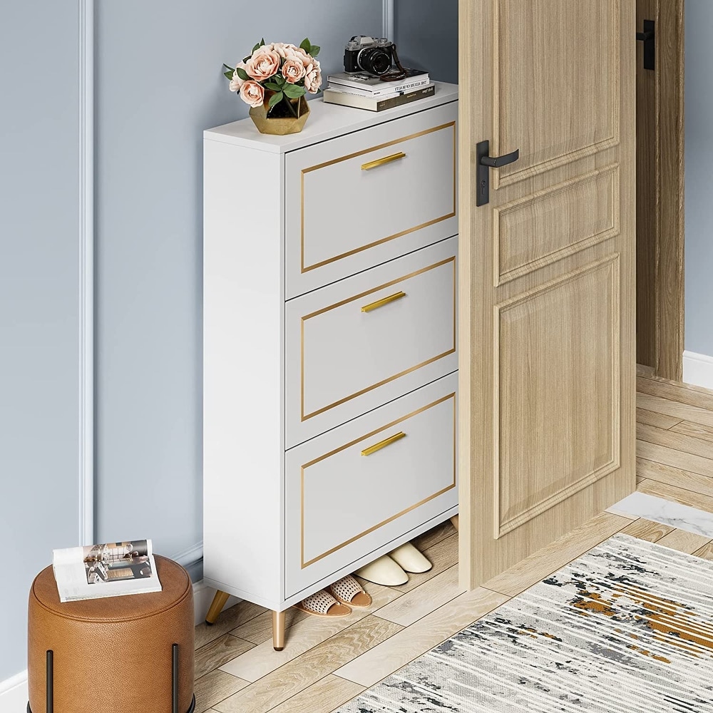 Shoe Cabinet with 3 Flip Drawers for Entryway Bedroom