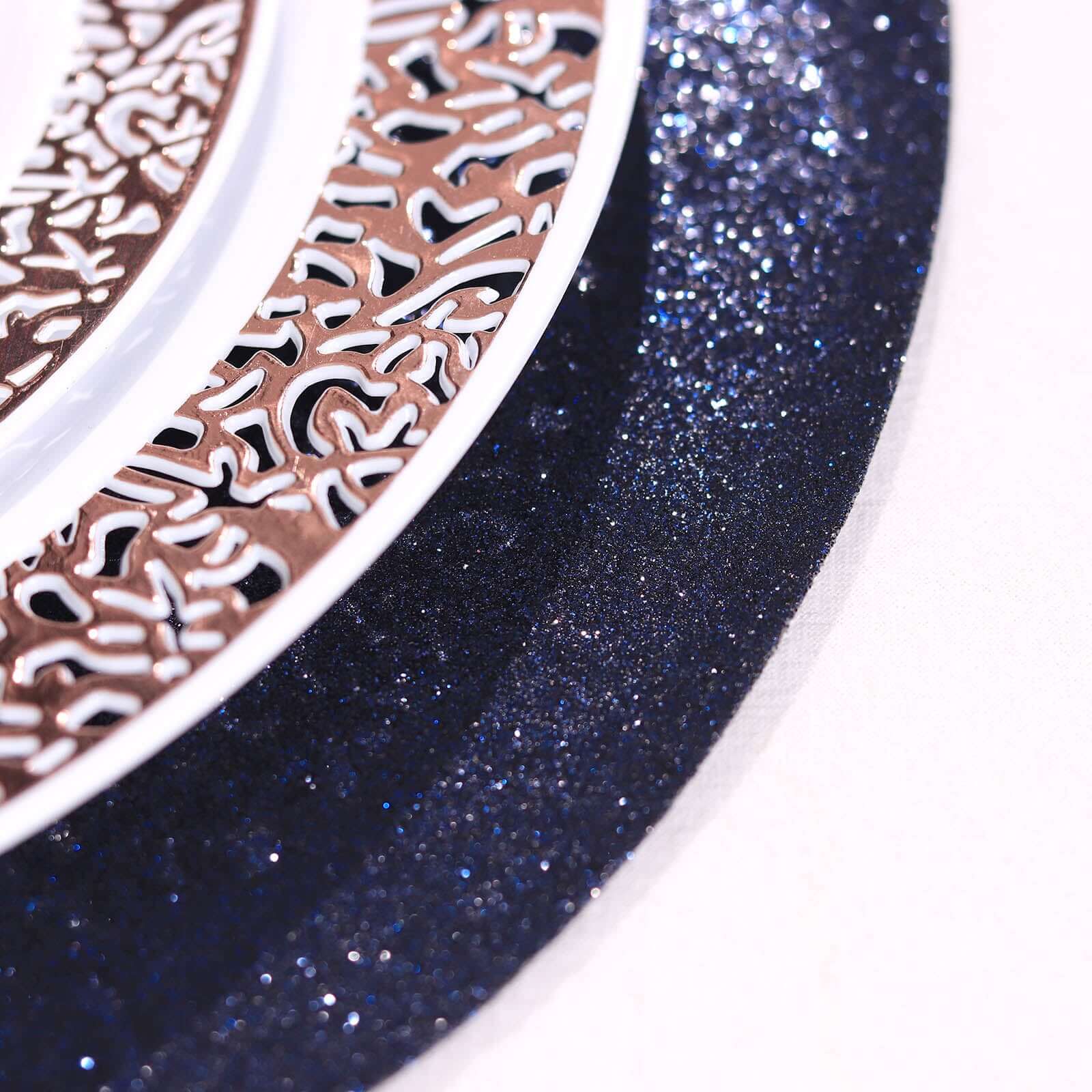 6 Pack Navy Blue Sparkle Placemats, Non Slip Decorative Round Glitter Table Mat