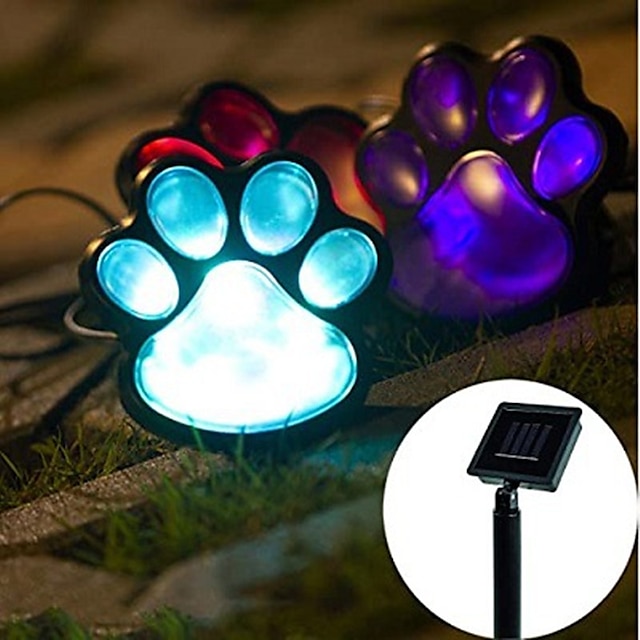 Paw Print Solar Outdoor Lights Solar Lights Outdoor Waterproof Dog Paw Lights(Set of 4) Cat Puppy Animal Garden Lights Path Paw Lamp Walkway Lighting for PatioYardAny Pet Lover