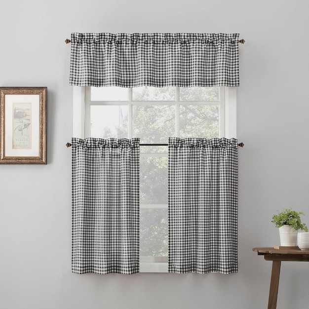 Parkham Farmhouse Plaid Rod Pocket Semi sheer Kitchen Curtain Valance No 918