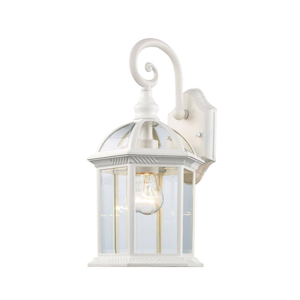 Bel Air Lighting Wentworth 1-Light Small White Outdoor Wall Light Fixture with Clear Glass 4181 WH