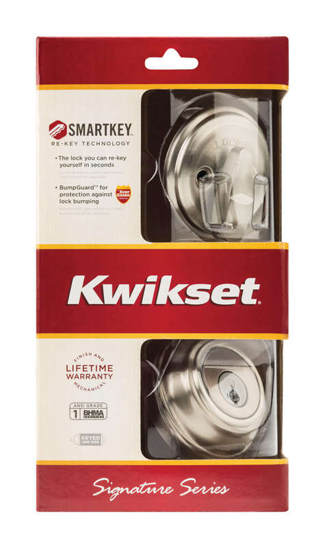 Kwikset SmartKey Satin Nickel Metal Deadbolt