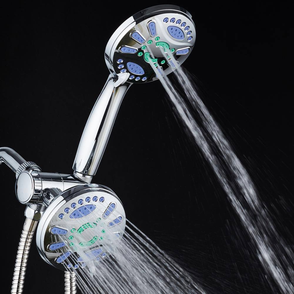 Aquastar Antimicrobial 48-Spray 4.3 in. High Pressure 3-Way Dual Shower Head and Handheld Shower Head Combo in Chrome 6740