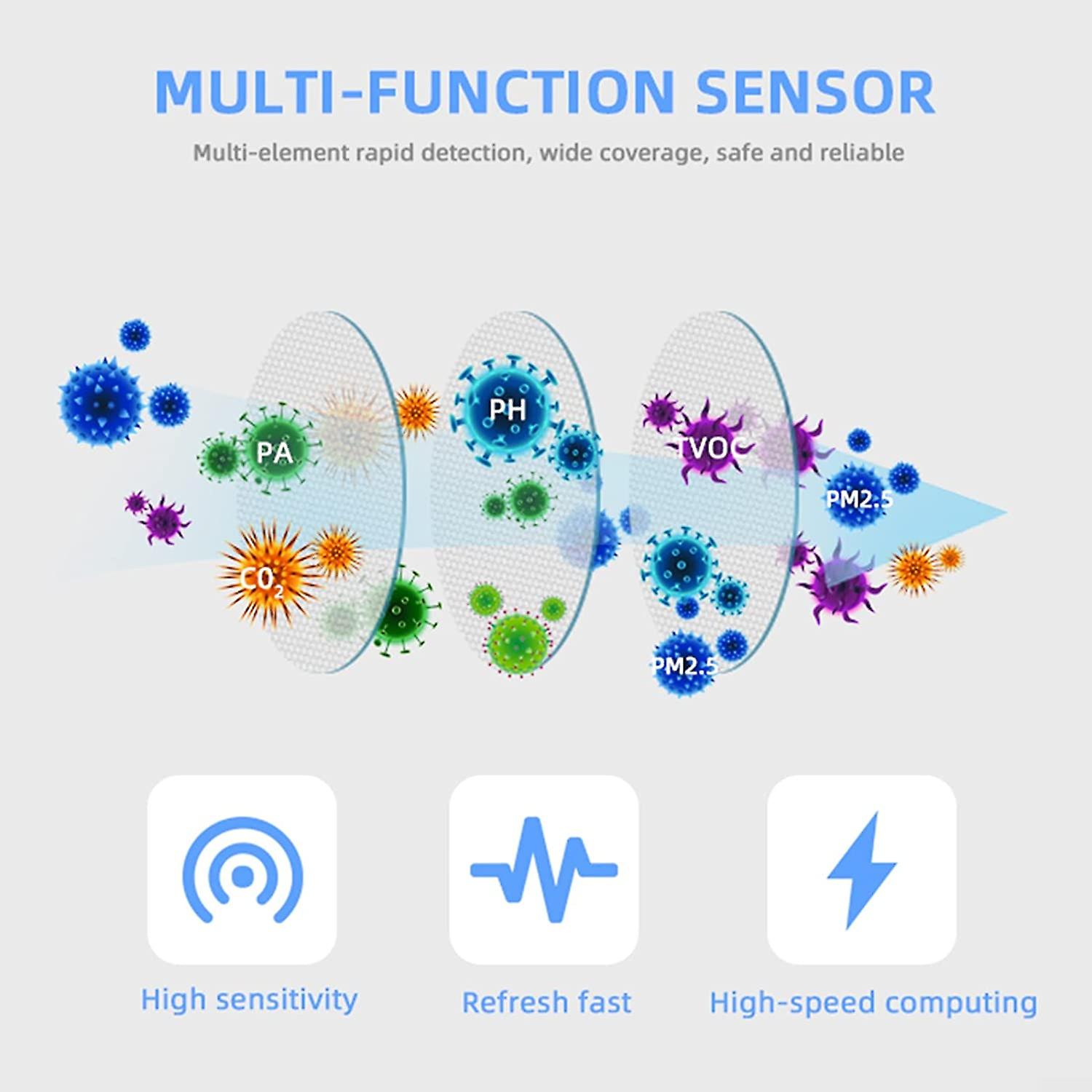 Wifi Smart 6-in-1 Air Detector， Automatic Configuration Air Quality Monitor Pm2.5