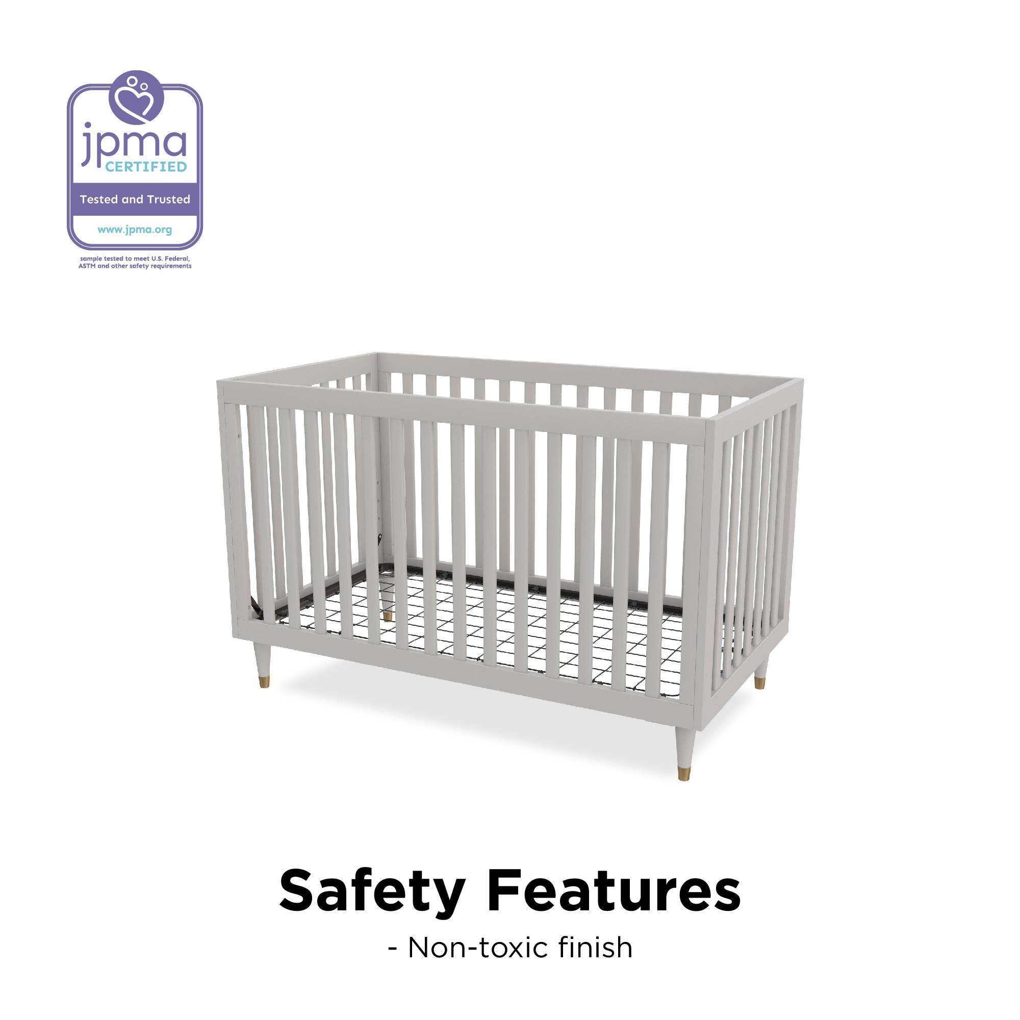 Little Seeds Rowan Valley Flint 3 in 1 Crib, Gray with Metal Legs