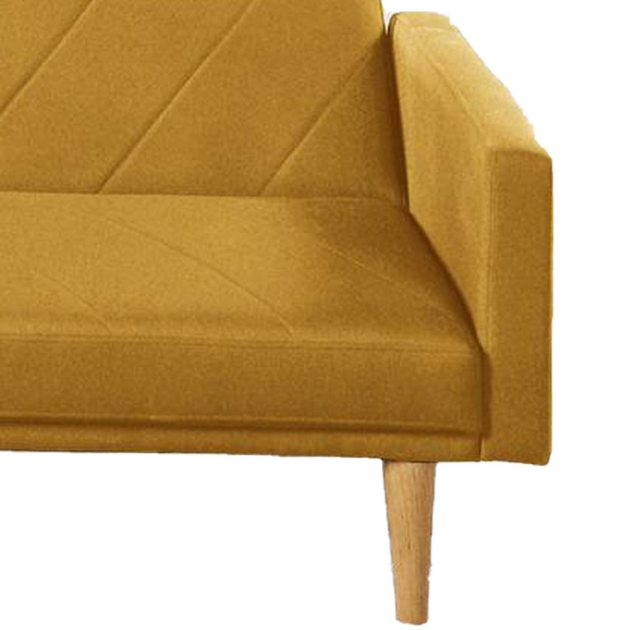 Fabric Adjustable Sofa with Chevron Pattern and Splayed Legs, Yellow- Saltoro Sherpi