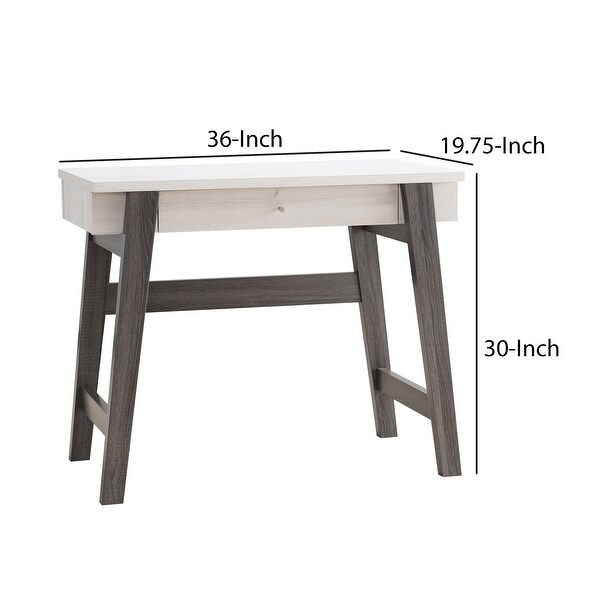 36 Inch Modern Console Sofa Side Table， 2 Tone Wood， White， Distressed Grey