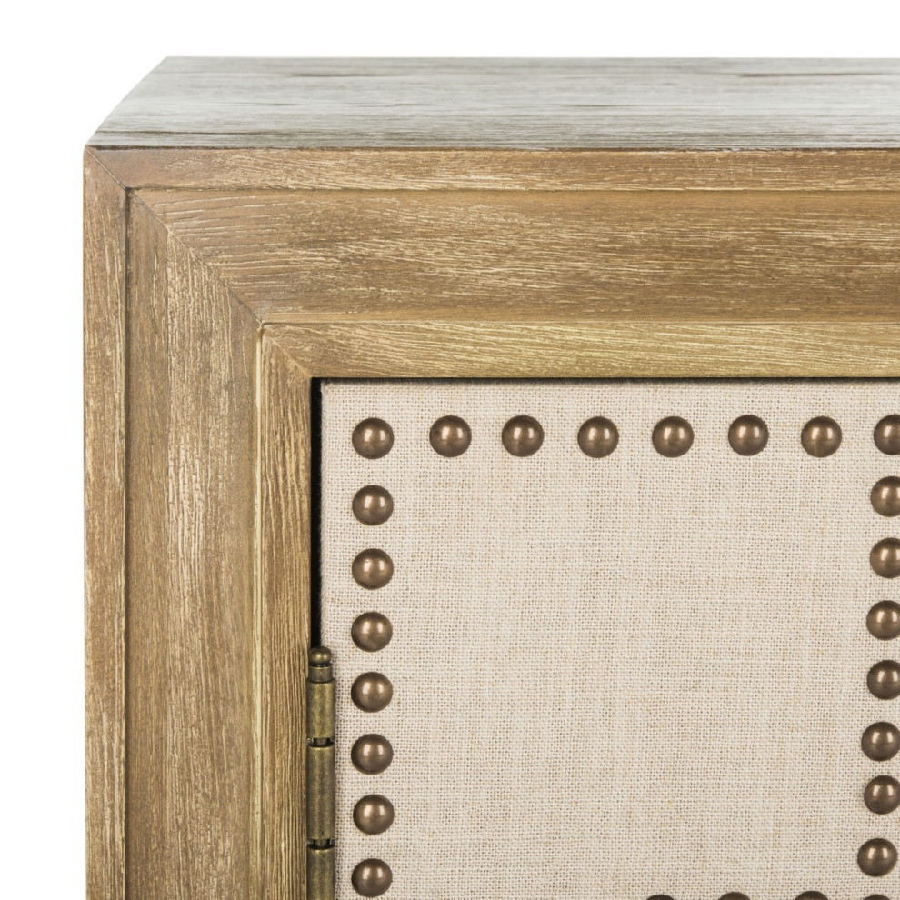 Liza 2 Drawer Chest Rustic Oak/ Beige Linen   Transitional   Accent Chests And Cabinets   by Peachtree Fine Furniture  Houzz