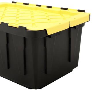 HDX 17 Gal. Flip Top Storage Tote in Black and Yellow 206151