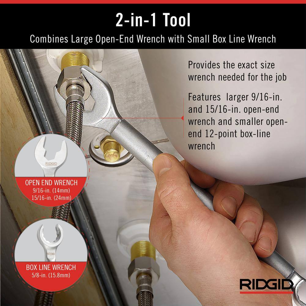 RIDGID One Stop Wrench for Angle Stops Straight Stops and Compression Couplings 2-in-1 Plumbing Wrench for Common Nut Sizes 27023